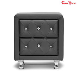 Trung Quốc Crystal Tufted Upholstered Contemporary Nội thất phòng ngủ Faux Leather OdernNightstand nhà máy sản xuất